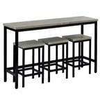 Extra Long Dining Table Set with 3 Stools Pub