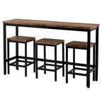 Extra Long Dining Table Set with 3 Stools Pub