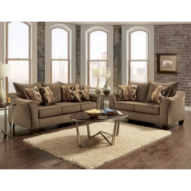 Roundhill Furniture Camero Fabric Pillowback Loveseat