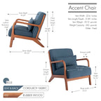 Porthos Home Biana Corduroy Fabric Accent Chair with Pillow and Rubberwood Frame