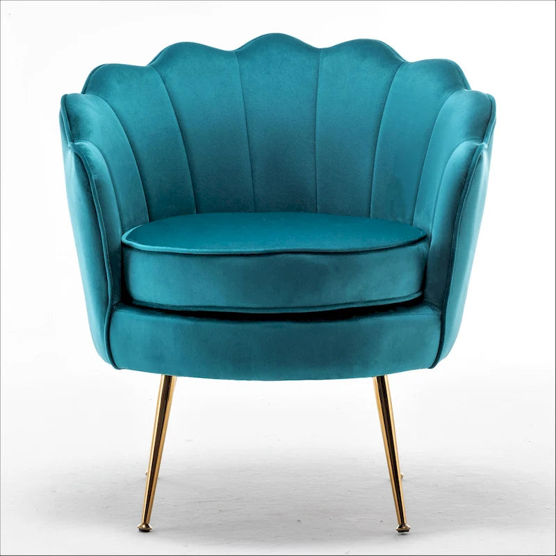 Cavett 28.3 Wide Velvet Barrel Chair with Gold Metal Legs
