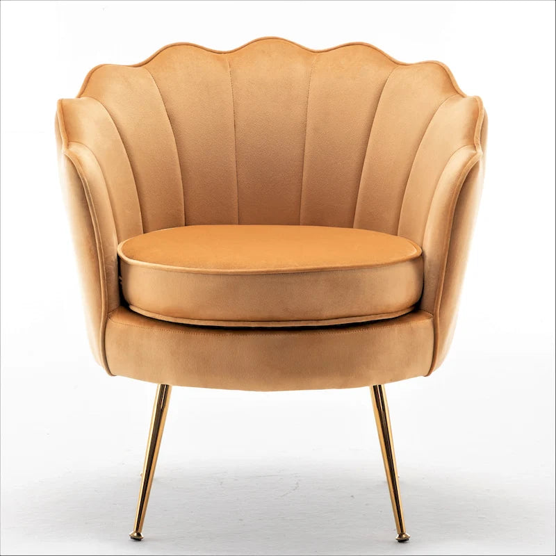 Cavett 28.3 Wide Velvet Barrel Chair with Gold Metal Legs
