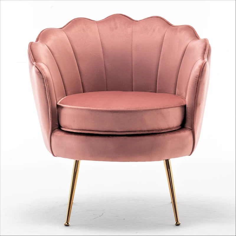 Cavett 28.3 Wide Velvet Barrel Chair with Gold Metal Legs