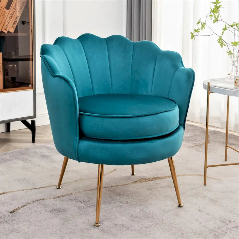 Cavett 28.3 Wide Velvet Barrel Chair with Gold Metal Legs