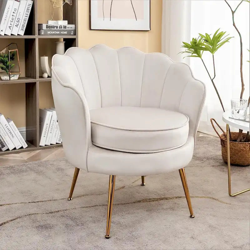 Cavett 28.3 Wide Velvet Barrel Chair with Gold Metal Legs