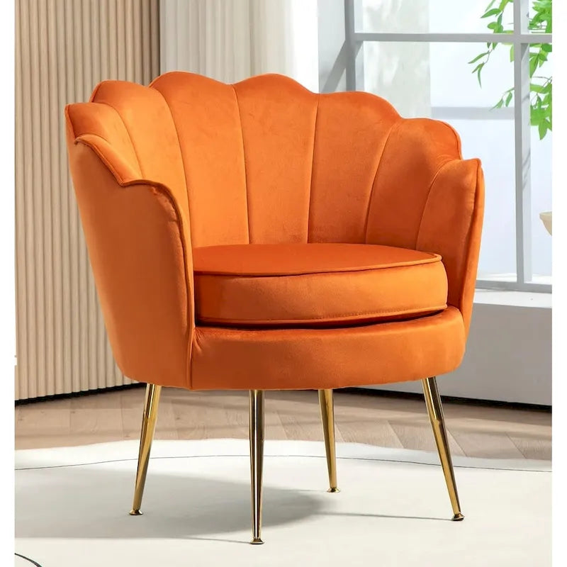Cavett 28.3 Wide Velvet Barrel Chair with Gold Metal Legs