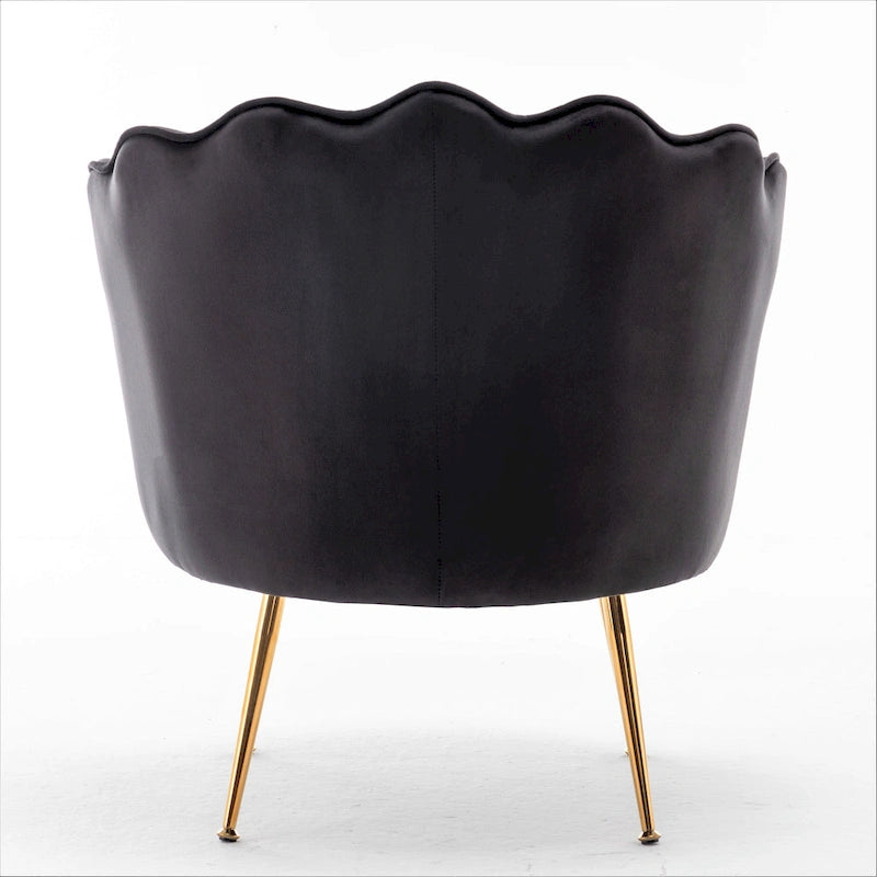 Cavett 28.3 Wide Velvet Barrel Chair with Gold Metal Legs