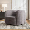 Furniture of America Ophelia Modern Curved Arms Boucle Accent Chair with Kidney Style Seat and Round Wooden Legs