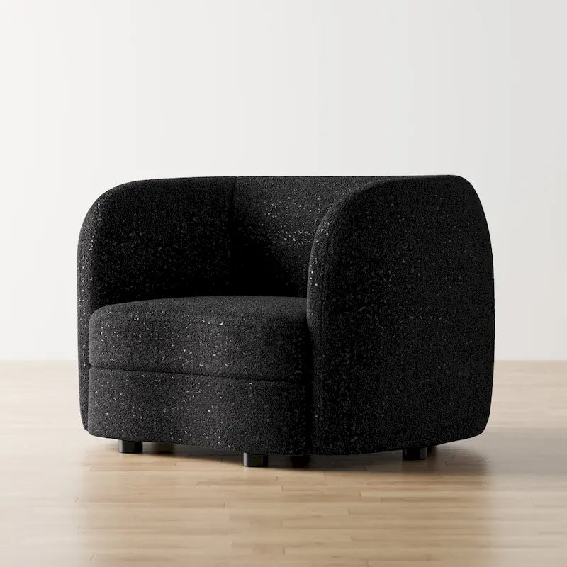 Furniture of America Ophelia Modern Curved Arms Boucle Accent Chair with Kidney Style Seat and Round Wooden Legs
