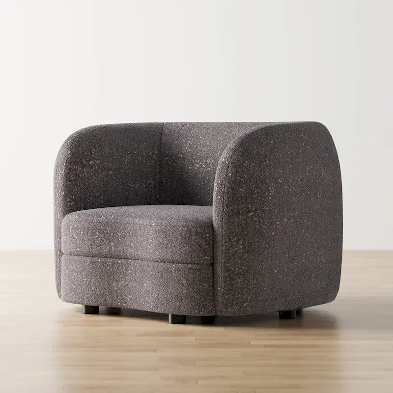 Furniture of America Ophelia Modern Curved Arms Boucle Accent Chair with Kidney Style Seat and Round Wooden Legs