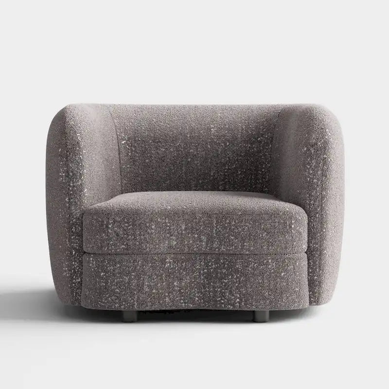 Furniture of America Ophelia Modern Curved Arms Boucle Accent Chair with Kidney Style Seat and Round Wooden Legs