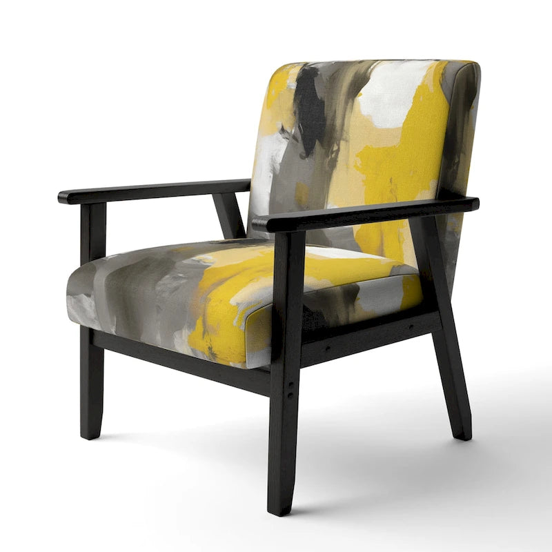 Designart Mustard Yellow And Vivid Gray II Upholstered Abstract Accent Chair and Modern & Contemporary Arm Chair