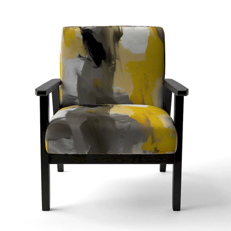Designart Mustard Yellow And Vivid Gray II Upholstered Abstract Accent Chair and Modern & Contemporary Arm Chair