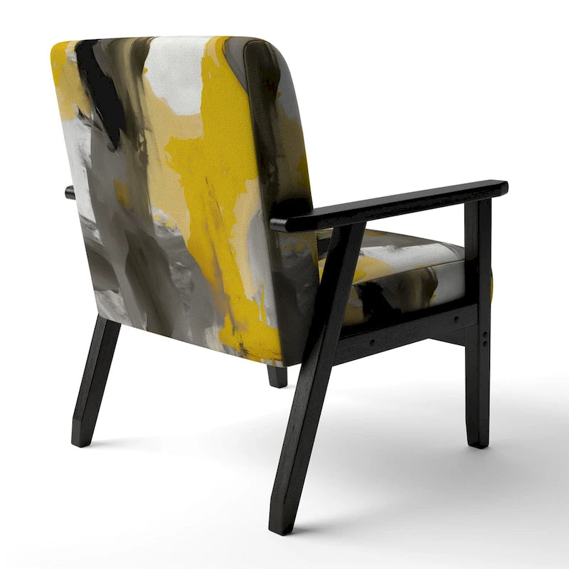 Designart Mustard Yellow And Vivid Gray II Upholstered Abstract Accent Chair and Modern & Contemporary Arm Chair