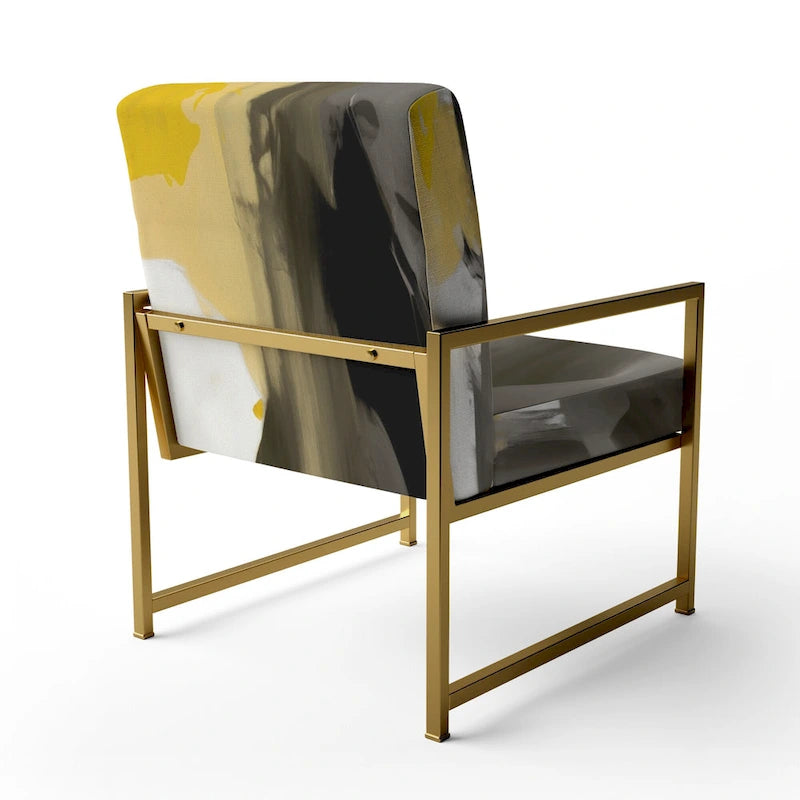 Designart Mustard Yellow And Vivid Gray II Upholstered Abstract Accent Chair and Modern & Contemporary Arm Chair
