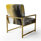 Designart Mustard Yellow And Vivid Gray II Upholstered Abstract Accent Chair and Modern & Contemporary Arm Chair