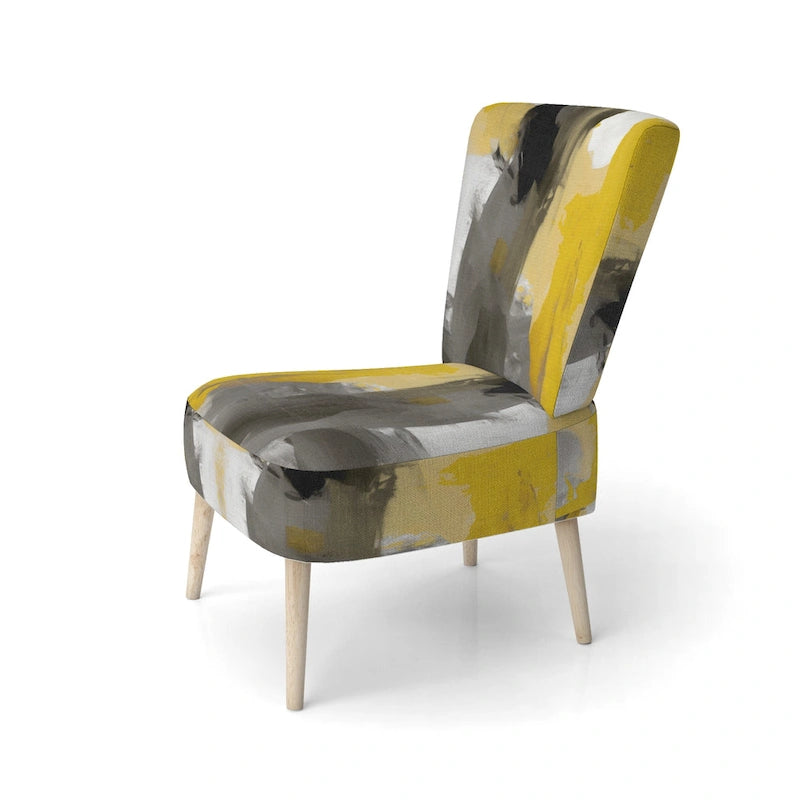 Designart Mustard Yellow And Vivid Gray II Upholstered Abstract Accent Chair and Modern & Contemporary Arm Chair