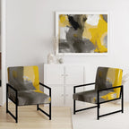 Designart Mustard Yellow And Vivid Gray II Upholstered Abstract Accent Chair and Modern & Contemporary Arm Chair