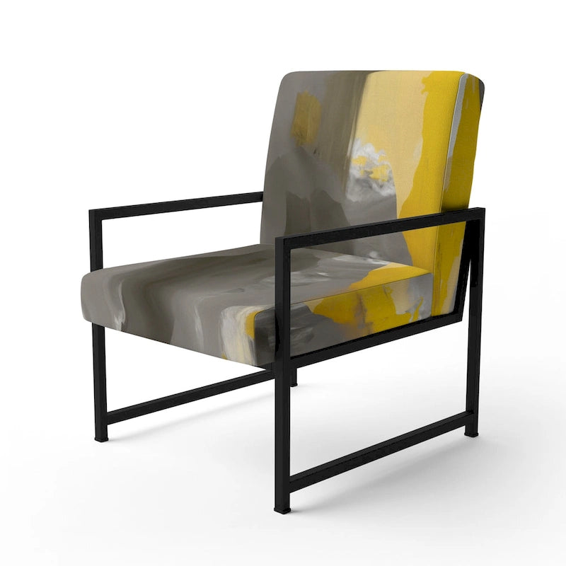 Designart Mustard Yellow And Vivid Gray II Upholstered Abstract Accent Chair and Modern & Contemporary Arm Chair