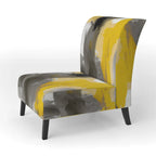 Designart Mustard Yellow And Vivid Gray II Upholstered Abstract Accent Chair and Modern & Contemporary Arm Chair