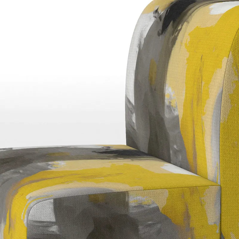 Designart Mustard Yellow And Vivid Gray II Upholstered Abstract Accent Chair and Modern & Contemporary Arm Chair
