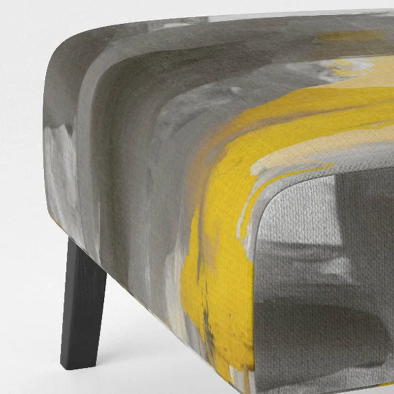 Designart Mustard Yellow And Vivid Gray II Upholstered Abstract Accent Chair and Modern & Contemporary Arm Chair
