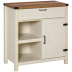 HOMCOM Rustic Barn Door Storage Cabinet/Modern Farmhouse Buffet Sideboard for Kitchen & Dining Room
