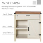 HOMCOM Rustic Barn Door Storage Cabinet/Modern Farmhouse Buffet Sideboard for Kitchen & Dining Room