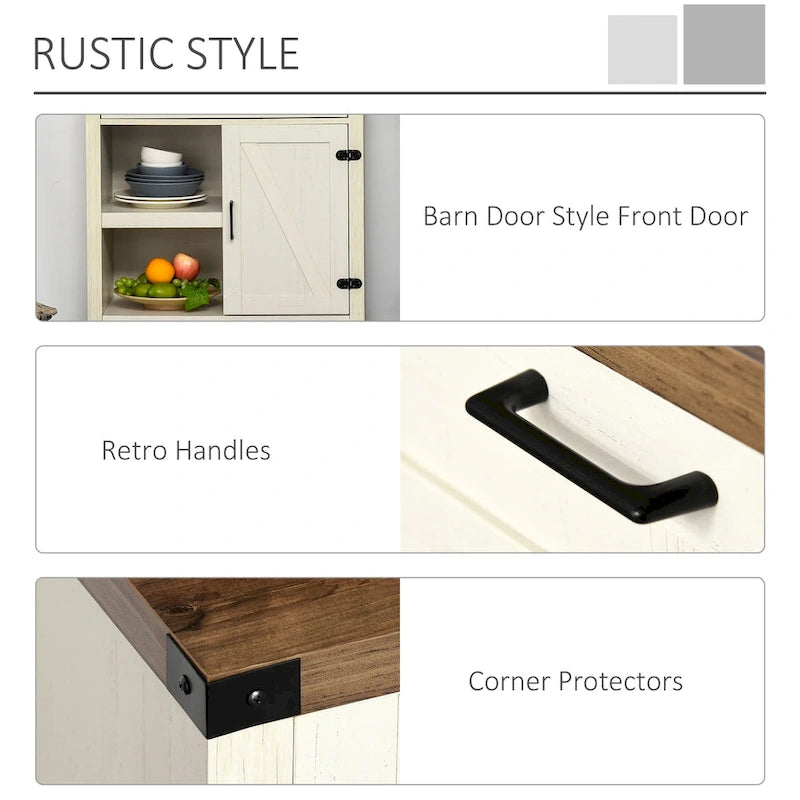 HOMCOM Rustic Barn Door Storage Cabinet/Modern Farmhouse Buffet Sideboard for Kitchen & Dining Room