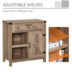 HOMCOM Rustic Barn Door Storage Cabinet/Modern Farmhouse Buffet Sideboard for Kitchen & Dining Room