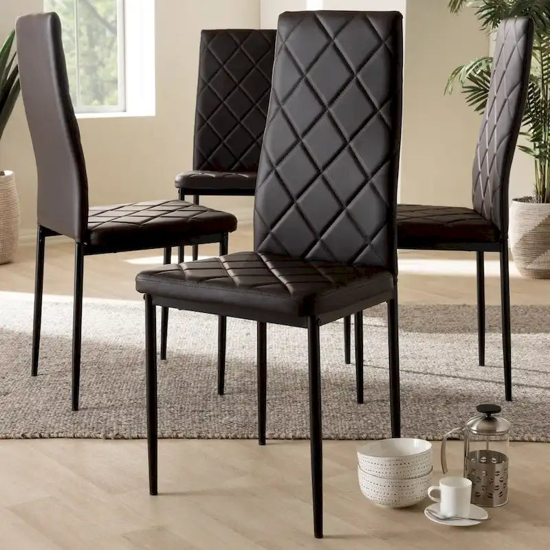 Modern Faux Leather Dining Chair 4-Piece Set by Baxton Studio
