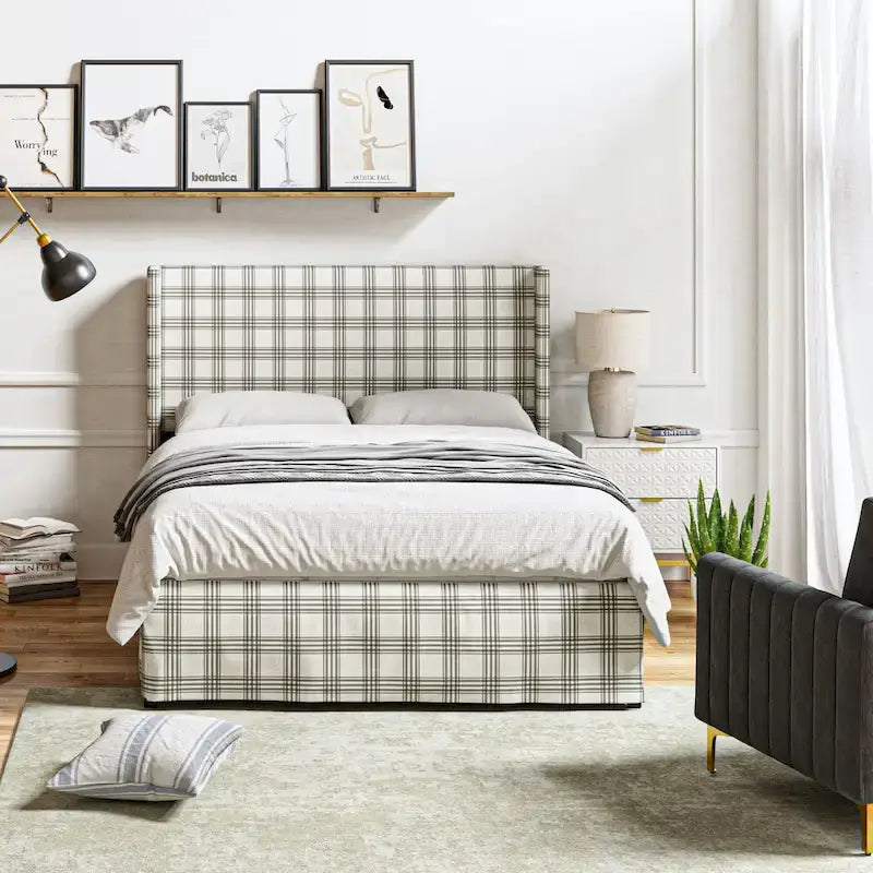 Louise Traditional Washable Slipcover Bed Upholstered Metal by HULALA HOME