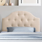 CorLiving Calera Diamond Tufted Fabric Arched Panel Headboard - Twin
