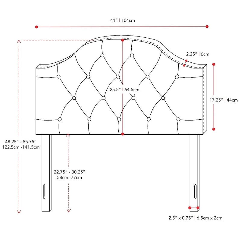 CorLiving Calera Diamond Tufted Fabric Arched Panel Headboard - Twin