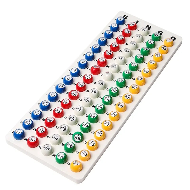 GSE Bingo Game Master Board & 7/8 Multi-Color Plastic Bingo Balls Set for Bingo Cage Game