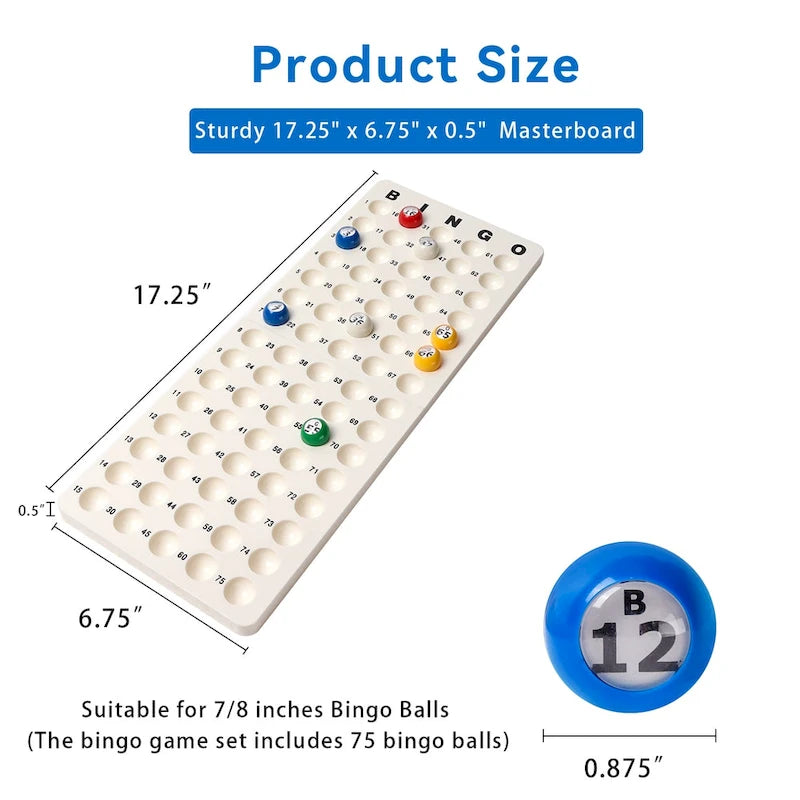 GSE Bingo Game Master Board & 7/8 Multi-Color Plastic Bingo Balls Set for Bingo Cage Game