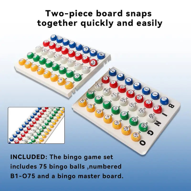 GSE Bingo Game Master Board & 7/8 Multi-Color Plastic Bingo Balls Set for Bingo Cage Game