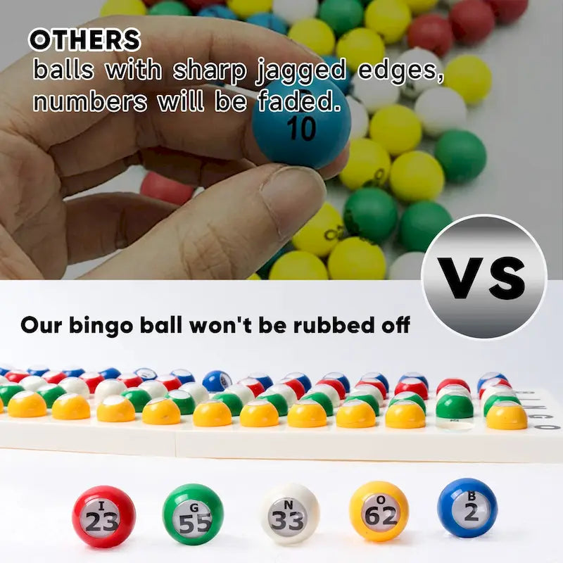 GSE Bingo Game Master Board & 7/8 Multi-Color Plastic Bingo Balls Set for Bingo Cage Game