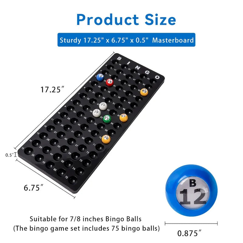 GSE Bingo Game Master Board & 7/8 Multi-Color Plastic Bingo Balls Set for Bingo Cage Game