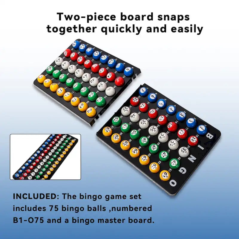 GSE Bingo Game Master Board & 7/8 Multi-Color Plastic Bingo Balls Set for Bingo Cage Game
