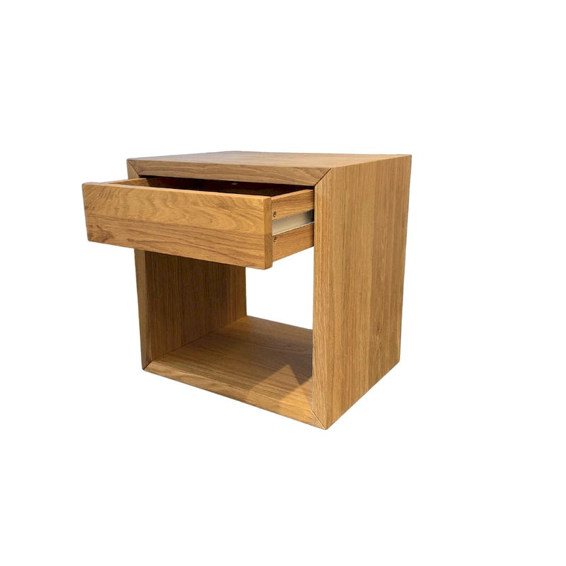 Set of 2 - Handmade Solid Oak Floating Nightstands with Drawer, Side Tables