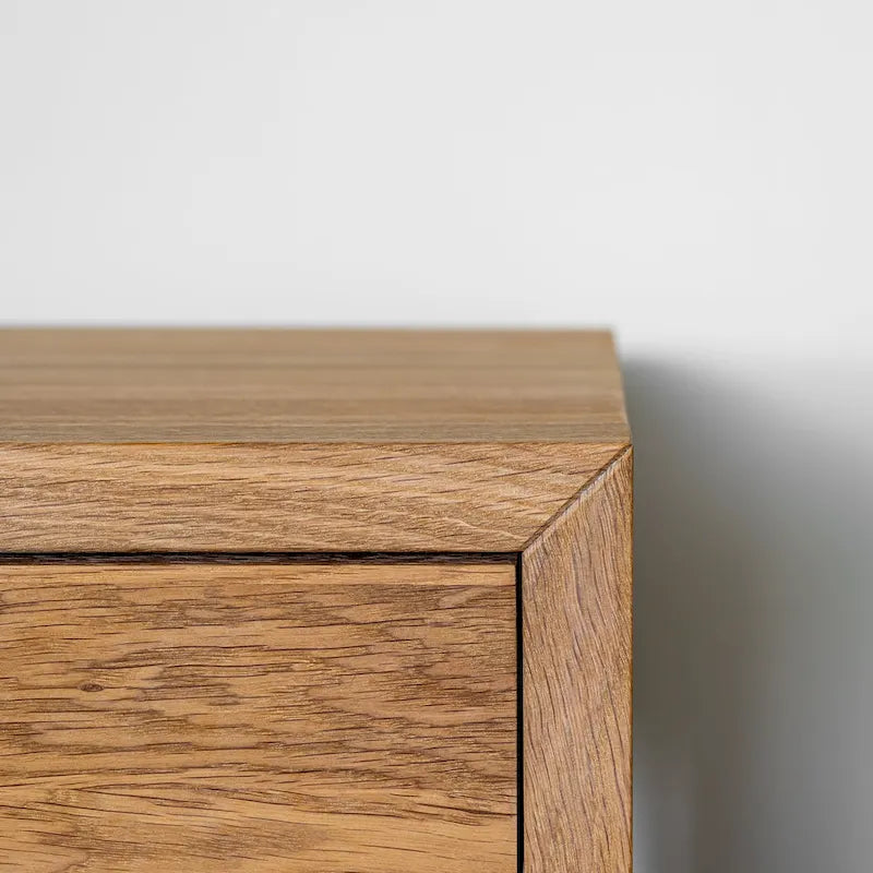 Set of 2 - Handmade Solid Oak Floating Nightstands with Drawer, Side Tables