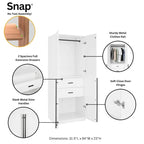 Manhattan Comfort Lee Modern Freestanding 3-Piece Module Wardrobe Closet Armoire