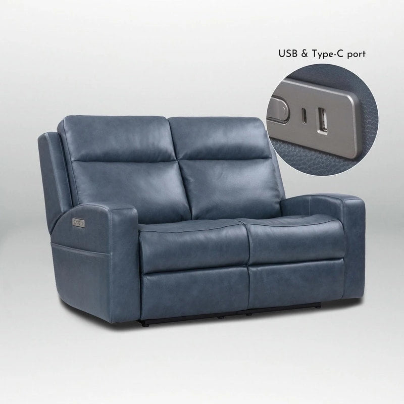 Genuine Leather Electric Recliner Loveseat Power Reclining Loveseat with Storage, USB Charge Port for Living Room