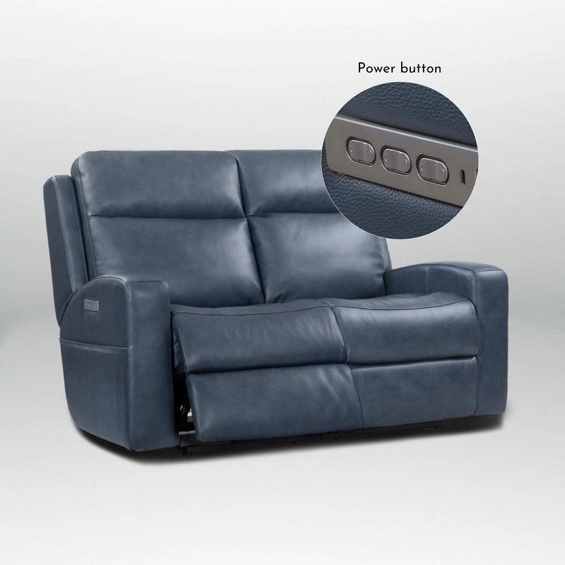 Genuine Leather Electric Recliner Loveseat Power Reclining Loveseat with Storage, USB Charge Port for Living Room