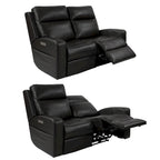 Genuine Leather Electric Recliner Loveseat Power Reclining Loveseat with Storage, USB Charge Port for Living Room