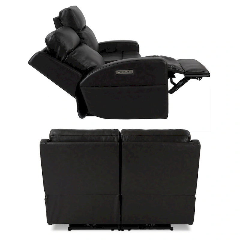 Genuine Leather Electric Recliner Loveseat Power Reclining Loveseat with Storage, USB Charge Port for Living Room
