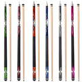 GSE Set of 6 Canadian Maple Hardwood Billiard Pool Cue Sticks. 58 2-Piece Pool Cue Set for House or Commercial Use