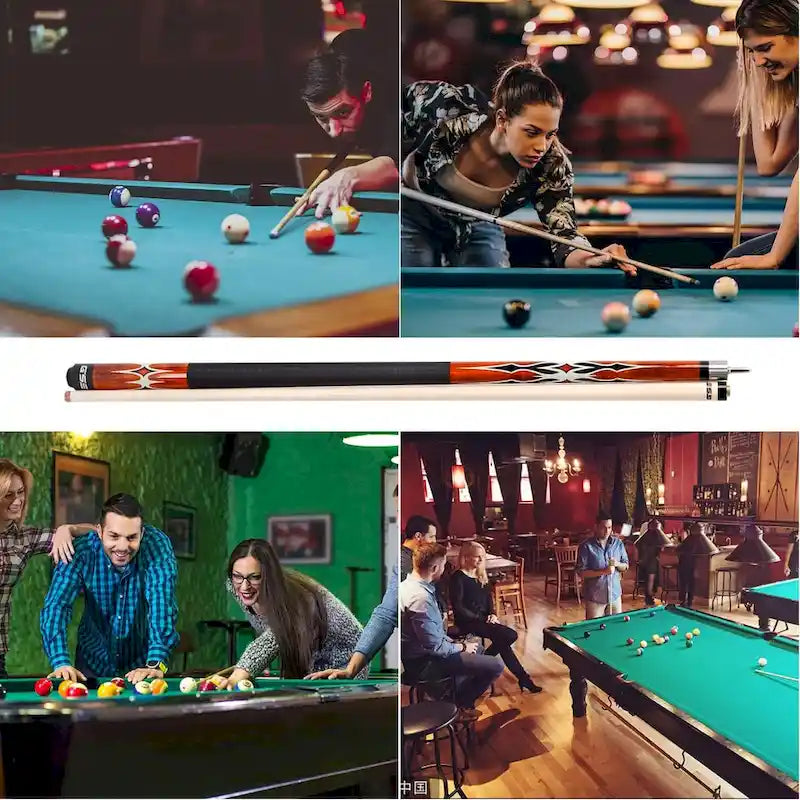 GSE Set of 6 Canadian Maple Hardwood Billiard Pool Cue Sticks. 58 2-Piece Pool Cue Set for House or Commercial Use