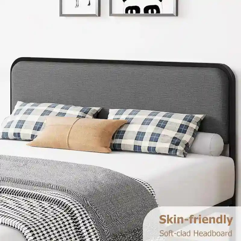 Bed Frame with Upholstered Headboard and Footboard